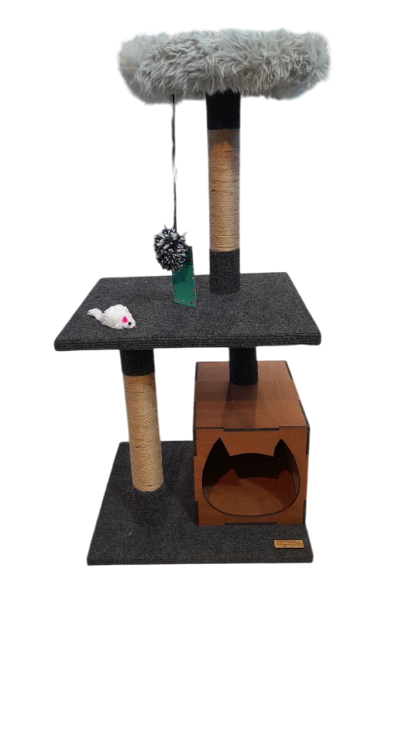Rascador Gato 3 Pisos c/ Sisal, Juguete y Casita – Zoombies